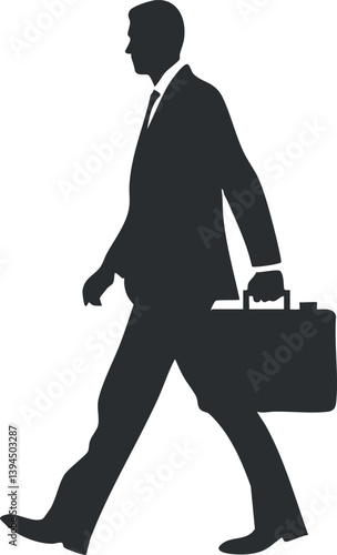 Silhouette of a businessman walking with a briefcase, representing professionalism and corporate life.