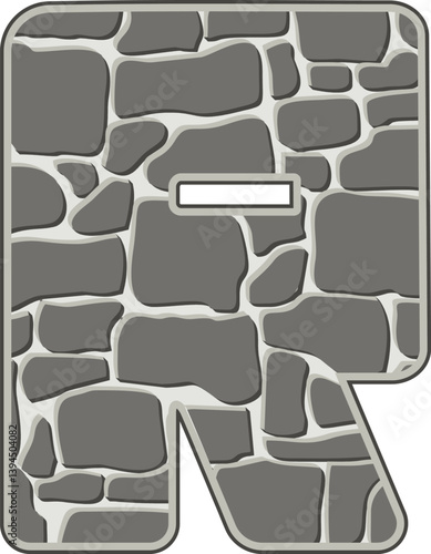 Stone Wall Letter Vector Element Alphabet R