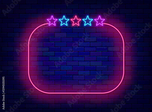 Concert and talent show neon banner. Copy space. Five stars hotel. Performance advertising. Vector stock illustration