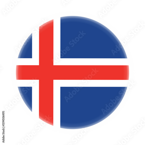 Glowing Round Iceland Flag