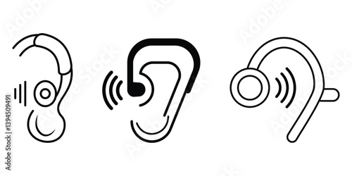 Hearing aids simple vector icon. Ear, hearing sign, hearing device, hearing aid symbol. Outline style Vector illustration.