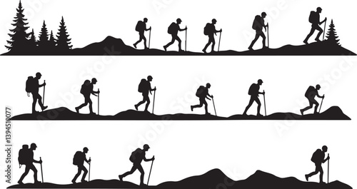 Hiker's Journey Through the Pines"

"Silhouettes of Adventure: Forest & Trail"  Nature Trails & Evergreen Dreams"