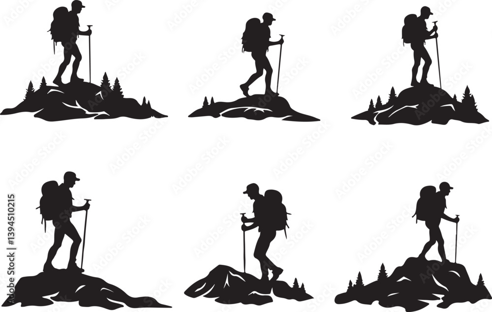 Naklejka premium Hiker's Journey Through the Pines