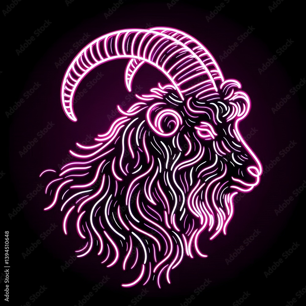 Fototapeta premium 염소, 네온사인 아트, jpeg (goat, neon sign art, jpeg)