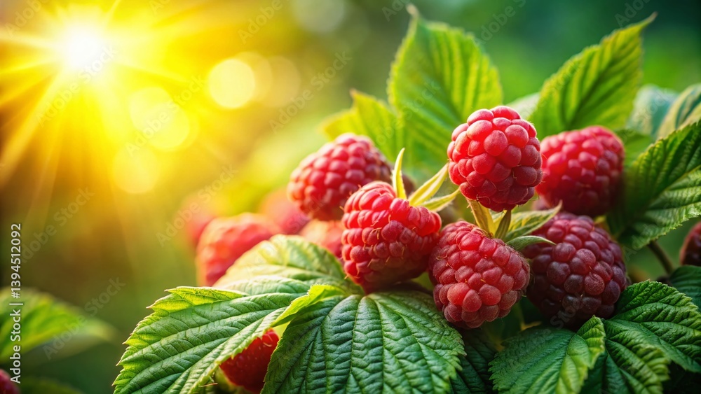 Vibrant Wild Raspberries A Juicy Summer Burst in Stunning Bokeh Detail