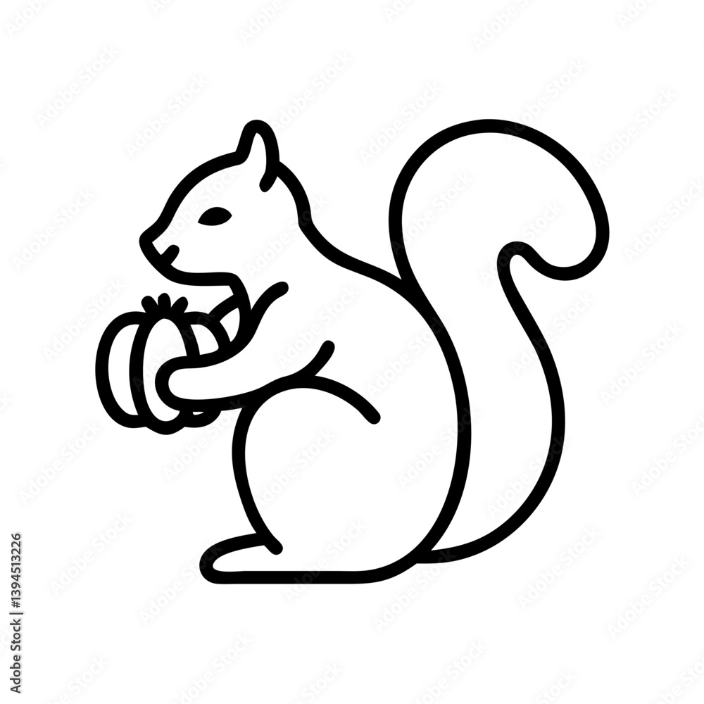 Squirrel holding a small pumpkin in a minimalist style Squirrel holding a small pumpkin in a minimalist style