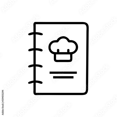 Recipe Book Icon with Chef Hat Design on Transparent Background  