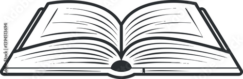 Illustration of an open book with visible pages, ideal for educational or literary themes.