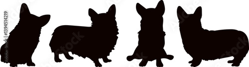 set of corgi dog silhouettes, vector