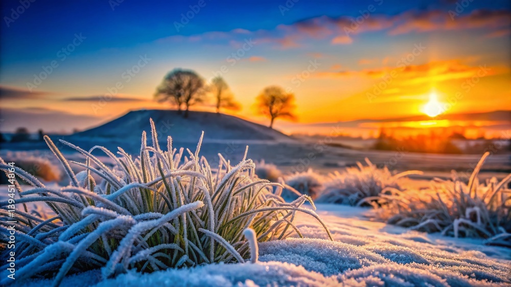 Enchanting Winter Sunset over Royal Mounds in Gamla Uppsala Sweden A Breathtaking Macro Photography Capture