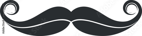 Stylized black handlebar mustache icon with curled ends, perfect for vintage or hipster designs.