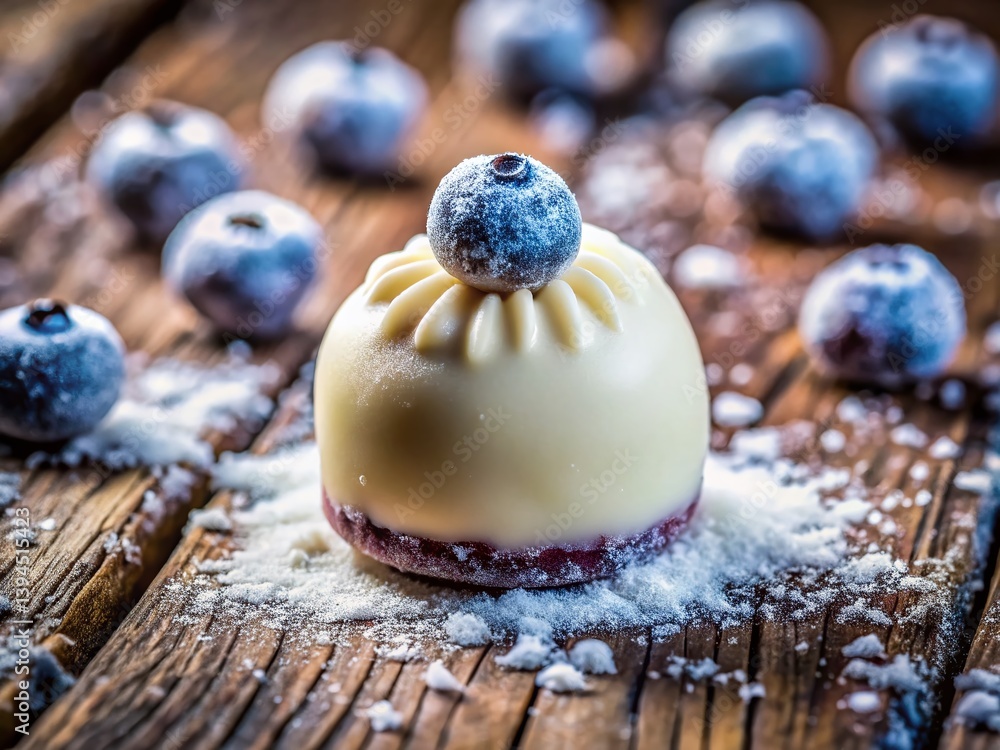 Indulge in Winter Delights Gourmet White Chocolate Praline with Blueberry Cream Filling
