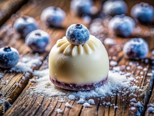 Obraz na płótnie Indulge in Winter Delights Gourmet White Chocolate Praline with Blueberry Cream Filling w salonie