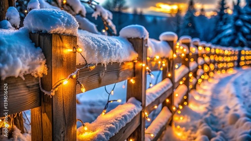 Enchanted Winter Wonderland Glowing SnowCovered Fence in Macro Detail