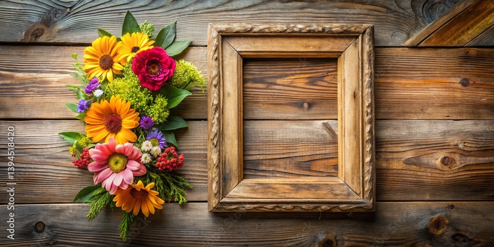 Rustic Elegance A Stunning Floral Arrangement in a Wooden Picture Frame Perfect for Displaying Memories or Empty as