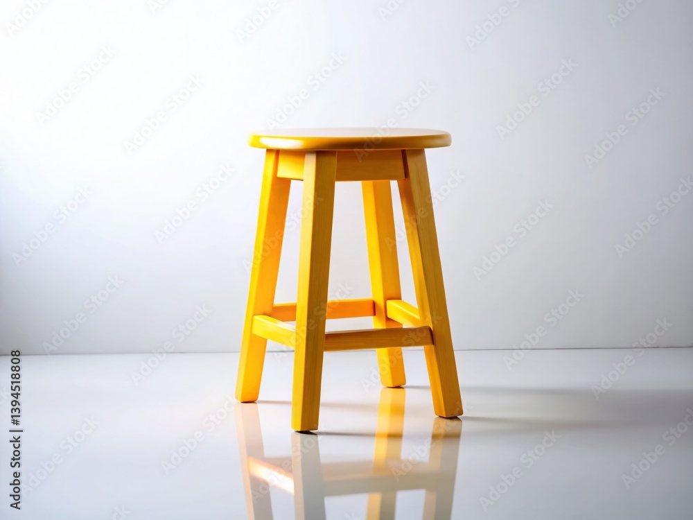 Rustic Wooden Stool Silhouette A Classic Design Element for Interior Decor Isolated on White Background