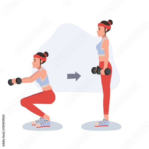 fitness woman engaging in dumbbell workout to enhance strength and endurance.  exercise steps