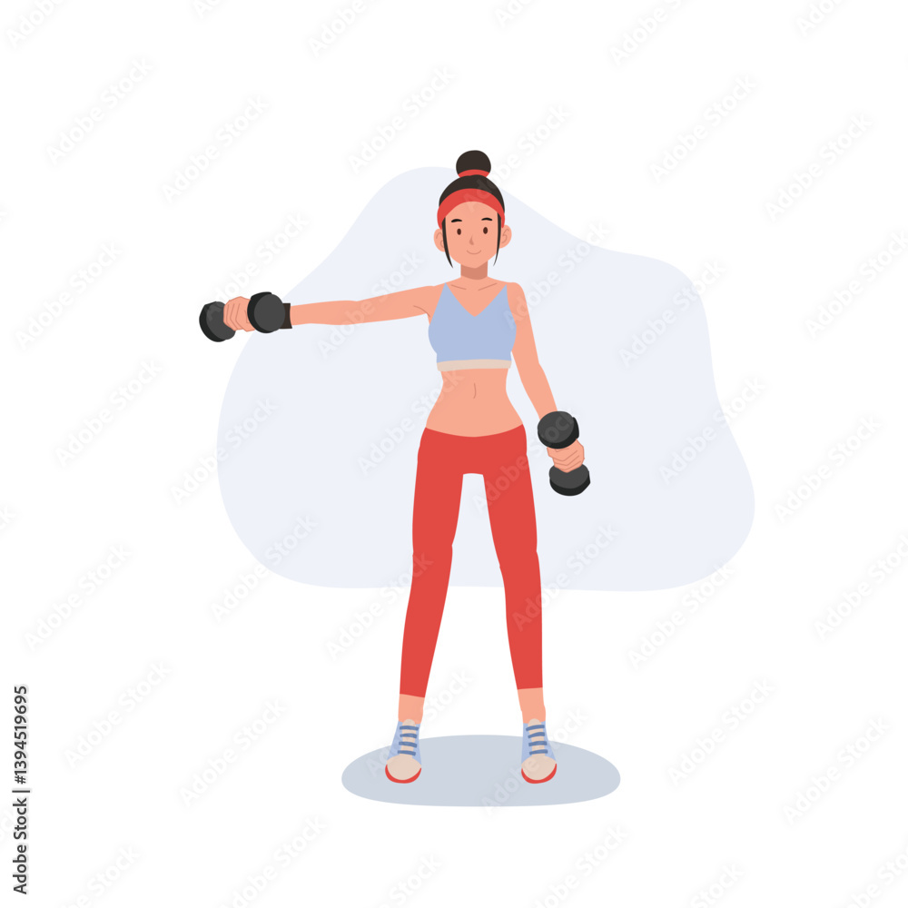 Woman exercising with dumbbells, strength training Woman exercising with dumbbells, strength training