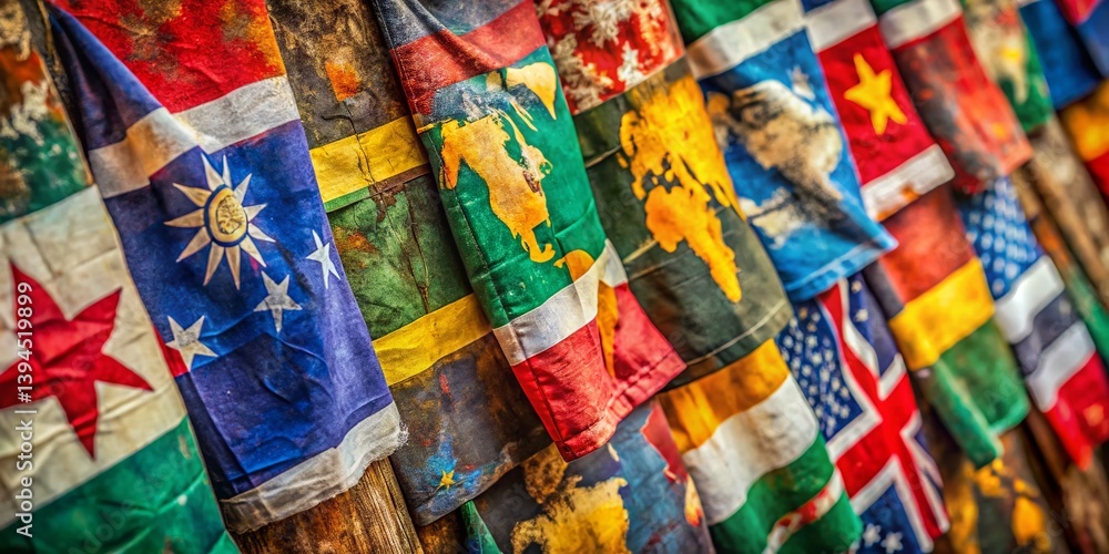 Global Unity Through Worn Flags A Powerful Portrait of Shared Humanity Captured in a Stunning Photographic Masterpiece