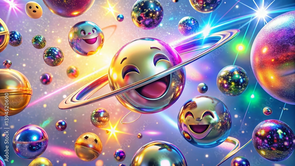 Cosmic Y2K Aesthetic Holographic Galaxy Chrome Emojis and Falling Stars A Digital Celebration of the Millenniums End
