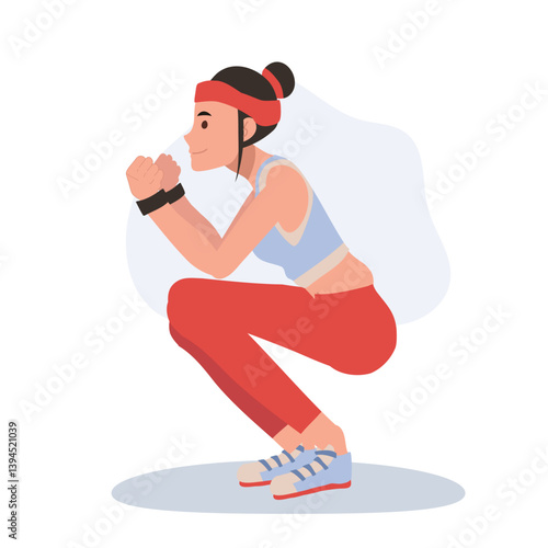 Healthy lifestyle and gym training with a strong woman in squat exercise