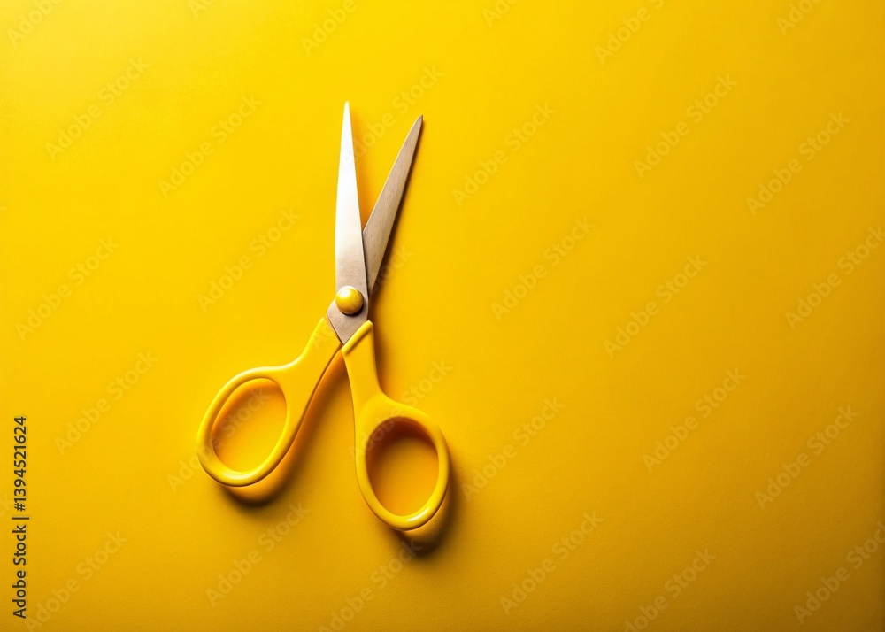 Creative Craft Supplies A Flat Lay Featuring Bright Yellow Scissors Perfect for DIY Projects and Stationery Essentials