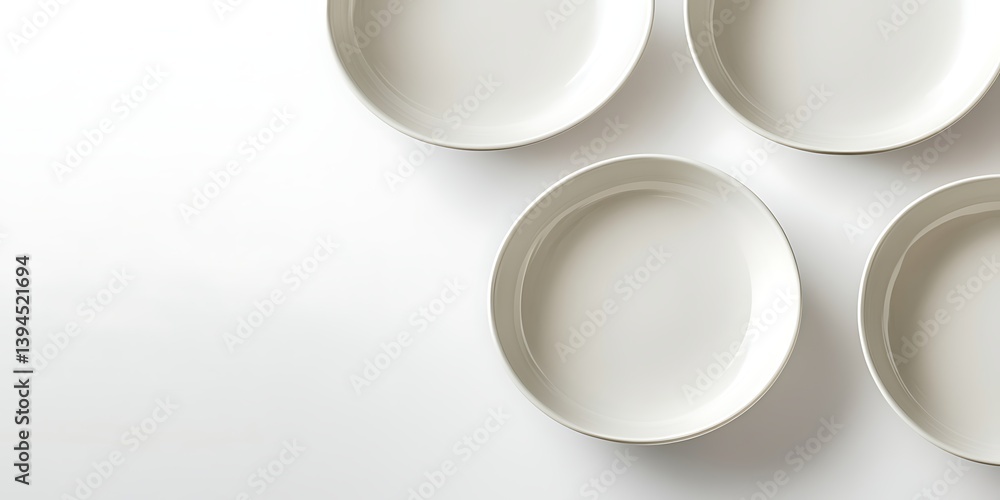 Empty White Bowls on White Background Empty White Bowls on White Background