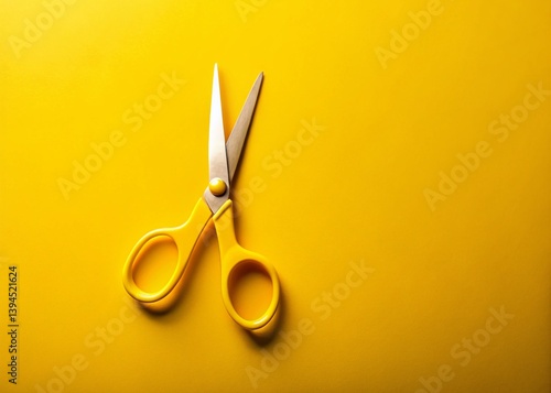 Obraz na płótnie Creative Craft Supplies A Flat Lay Featuring Bright Yellow Scissors Perfect for DIY Projects and Stationery Essentials w salonie