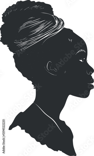 Silhouette of a woman's profile with hair in a bun, showcasing elegance and poise.