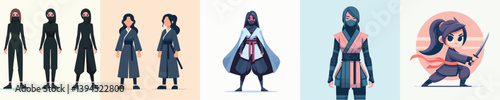vector of woman wearing ninja costume