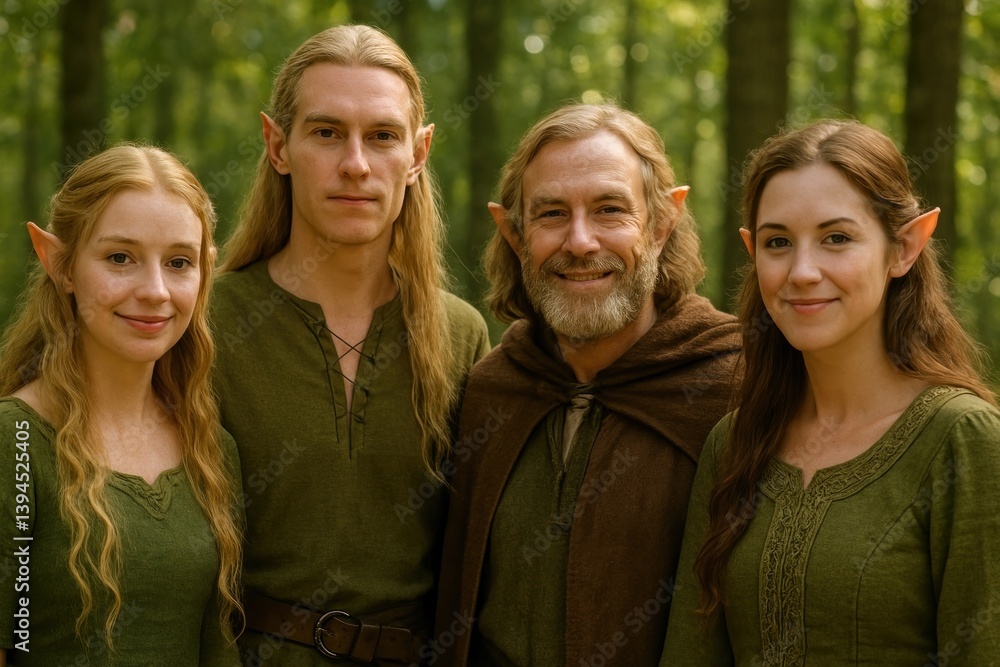 Fantasy elves in forest setting. Fantasy elves in forest setting.