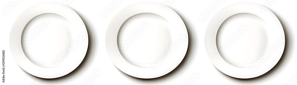 Three Empty Plates On White Background Three Empty Plates On White Background