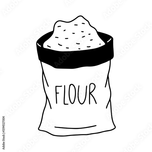 Flour in a sack vector doodle illustration