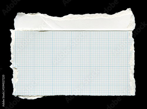 Torn piece of grid paper on a black background
