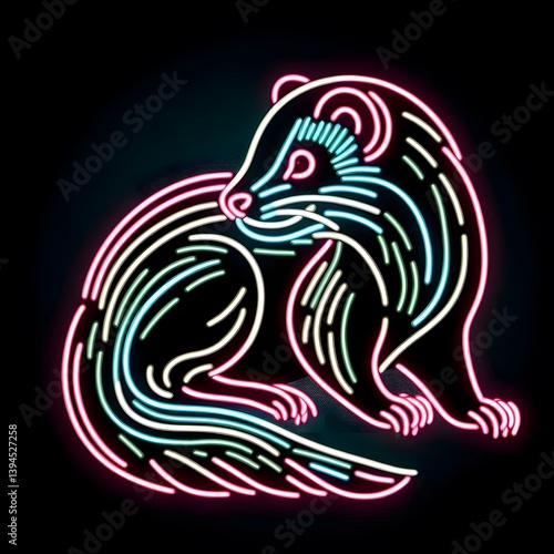 Wallpaper Mural 페럿, 네온사인 아트, jpeg (Ferret, neon sign art, jpeg) Torontodigital.ca