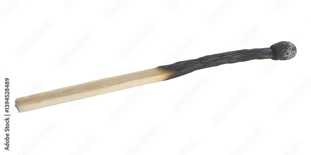 burned match isolated on white background PNG. GENERATIVE AI burned match isolated on white background PNG. GENERATIVE AI