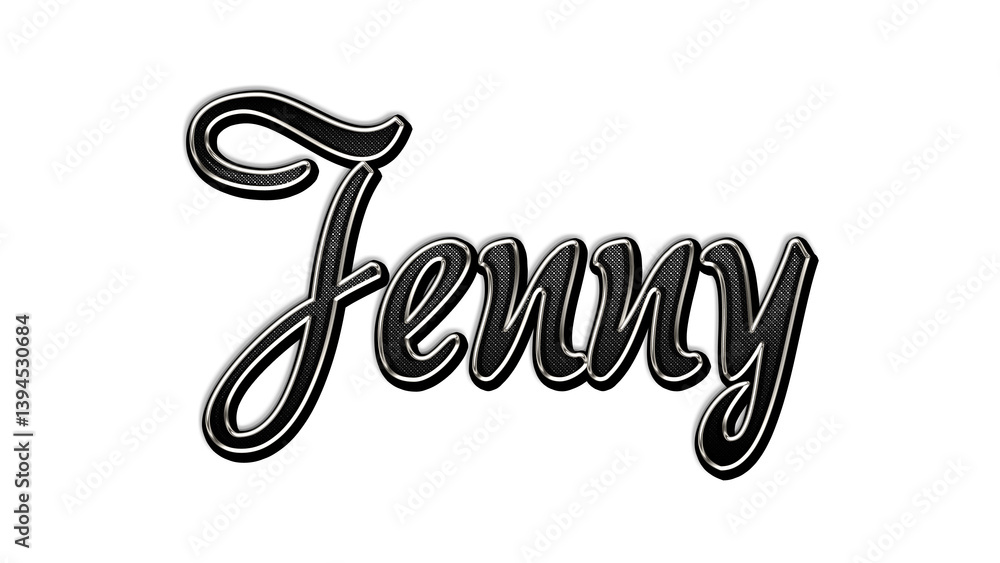 black metal 3d design of name Jenny on white background. black metal 3d design of name Jenny on white background.