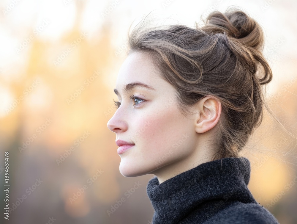 Naklejka premium Woman looking away thoughtfully