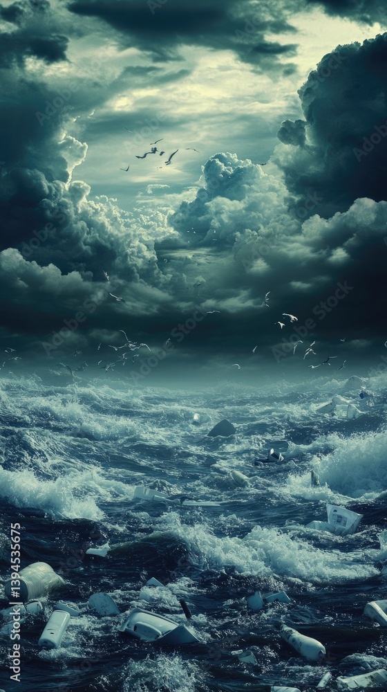 Obraz premium Stormy seascape with dark clouds