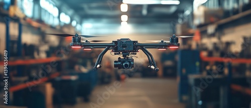 Obraz na płótnie Drone with camera in hangar, ready to shoot. Suitable for articles about technology and innovation. w salonie