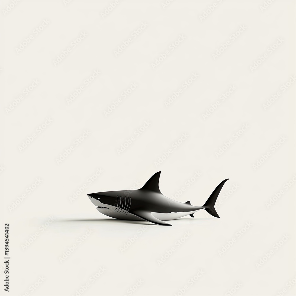Fototapeta premium Minimalist Illustration of a Shark on Neutral Background