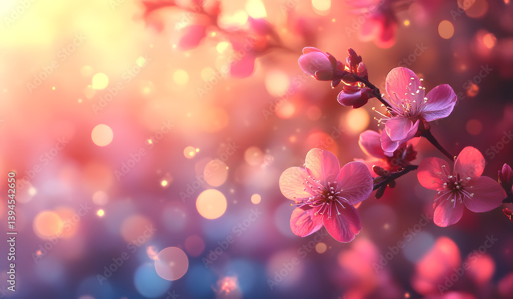 Beautiful branch of flowering apple tree in spring on light blue and pink background macro. Beautiful branch of flowering apple tree in spring on light blue and pink background macro.