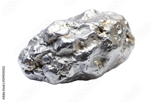  silver nugget isolated on white background PNG. AI GENERATED