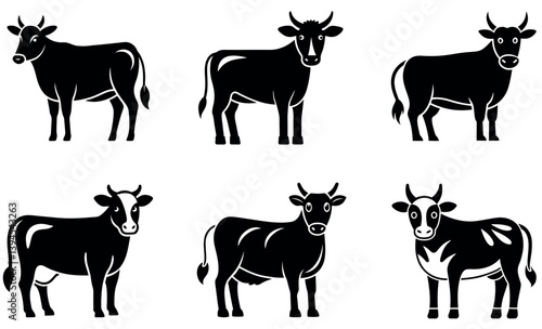 Cow Silhouette Collection Eid Mubarak Silhouette Design Set