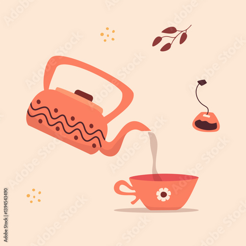 A cozy collection of ceramic tea goodies: teapots, cups, mugs, and vintage-style sets. Fun isolated illustrations and vectors for tea lovers and home kitchen vibes!
