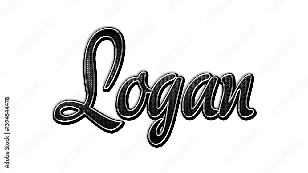black metal 3d design of name Logan on white background. black metal 3d design of name Logan on white background.