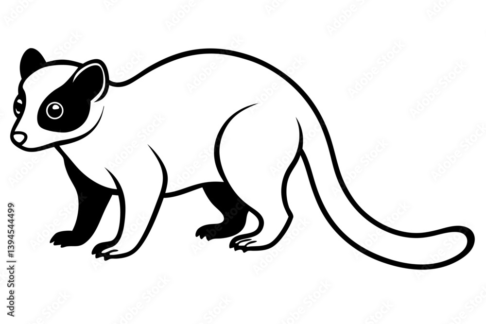 Fototapeta premium Elegant Addax antelope silhouette in minimalist line art vector style. This clean and modern wildlife design features the distinctive curved horns and sleek profile of the desert-dwelling Addax, 