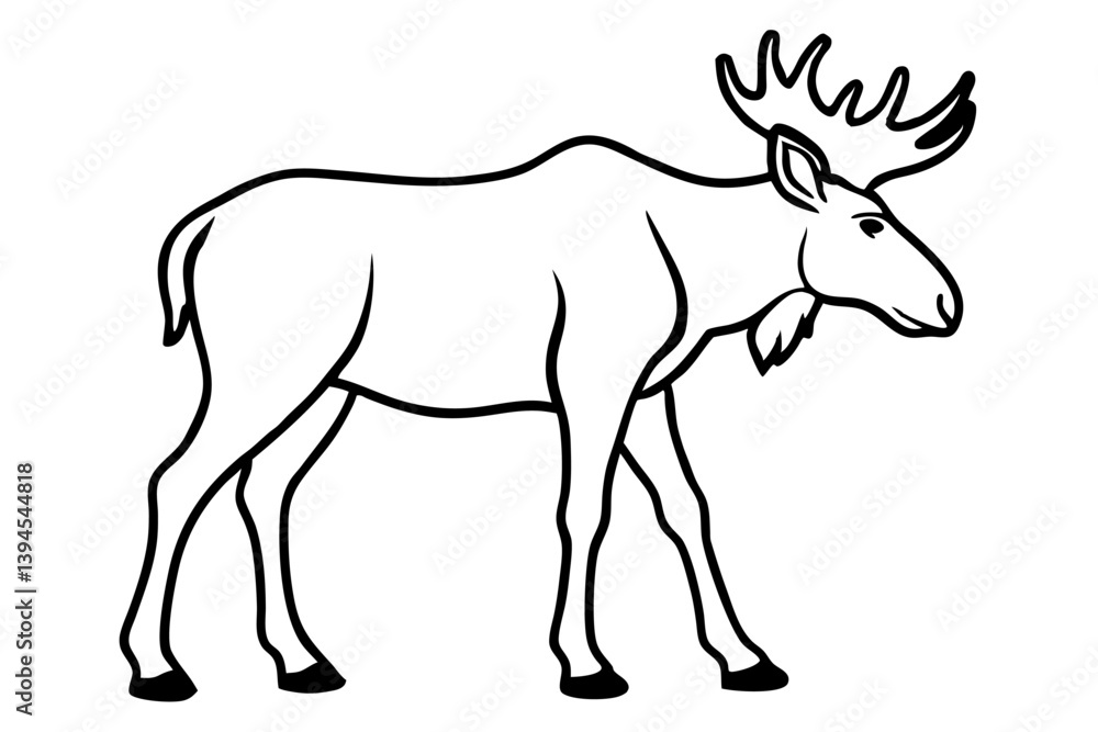 Obraz premium Elegant Addax antelope silhouette in minimalist line art vector style. This clean and modern wildlife design features the distinctive curved horns and sleek profile of the desert-dwelling Addax,
