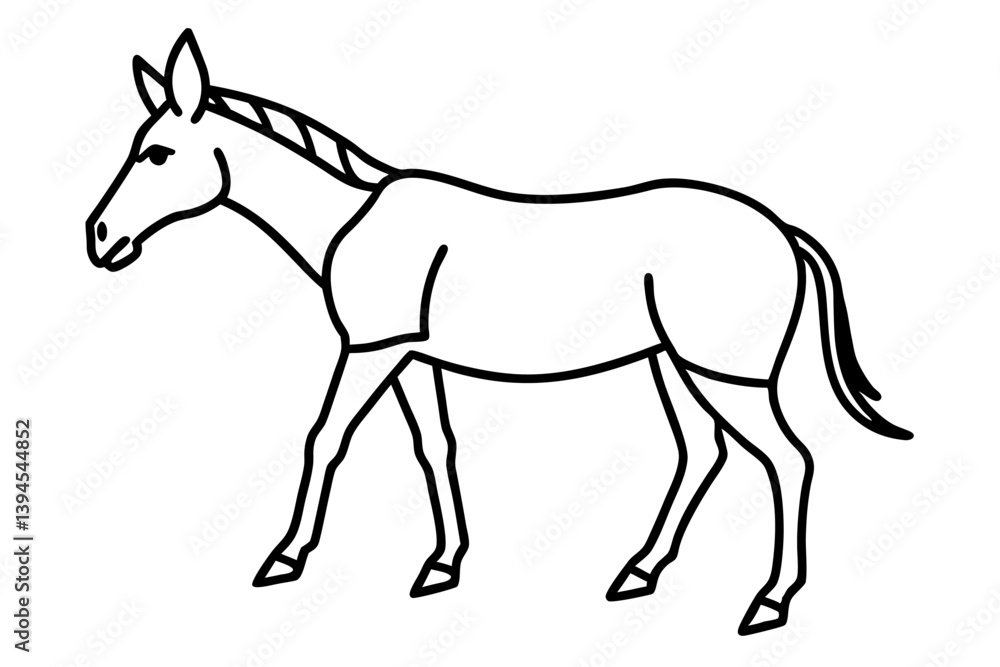 Obraz premium Elegant Addax antelope silhouette in minimalist line art vector style. This clean and modern wildlife design features the distinctive curved horns and sleek profile of the desert-dwelling Addax, ideal