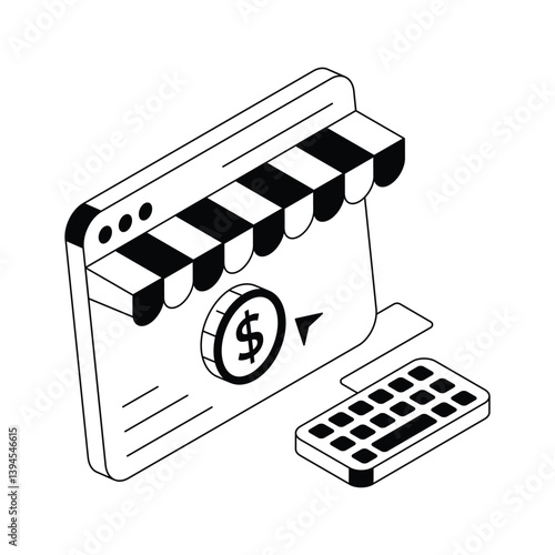 An amazingly designed isometric style icon of ecommerce website